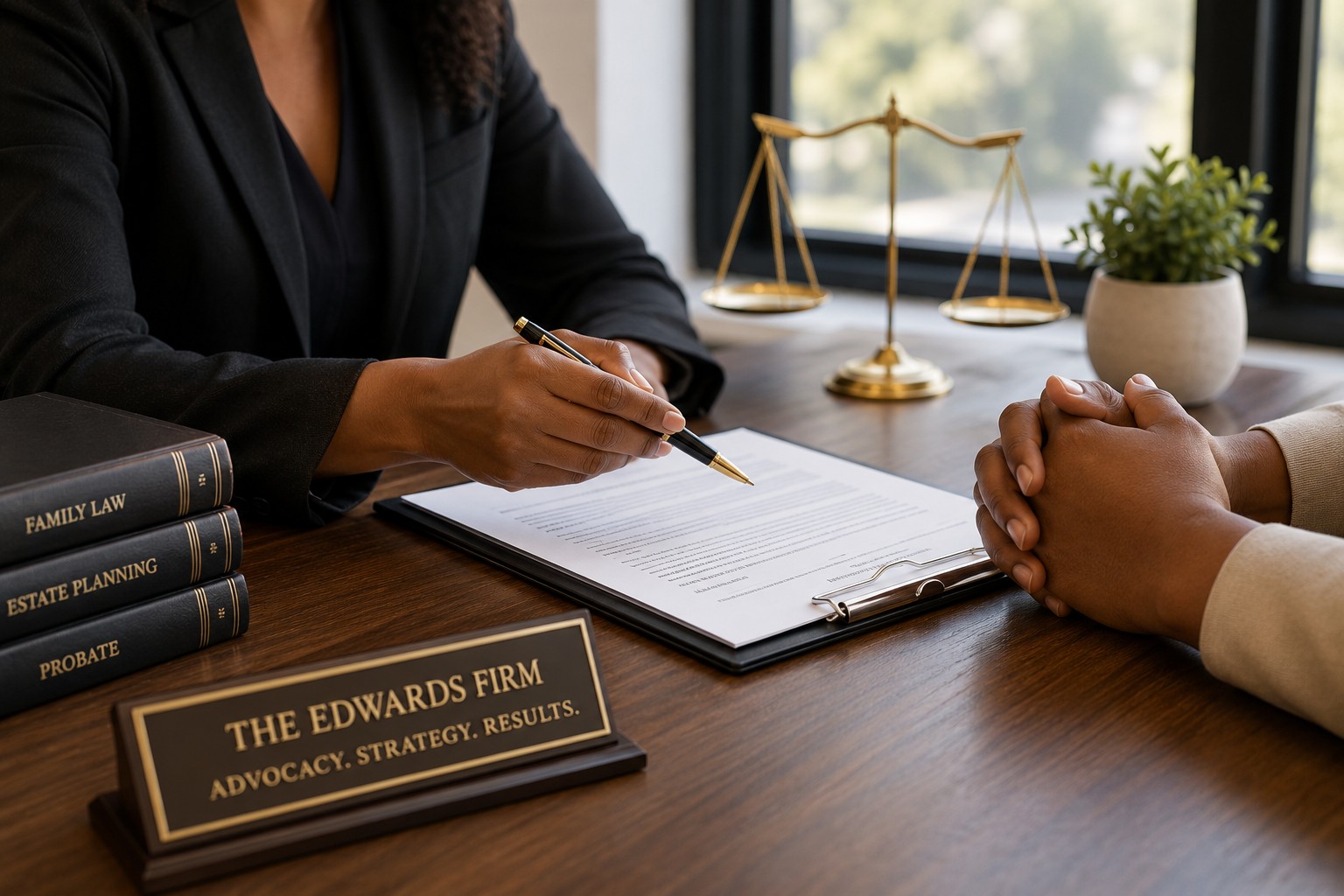 Attorney consulting with a client